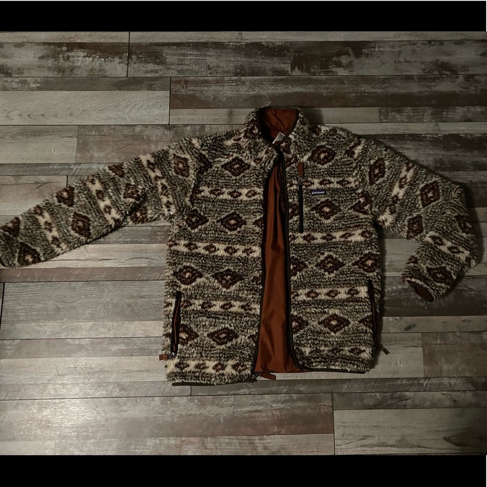 Patagonia Mens Large Rust Pattern Fur Jacket
